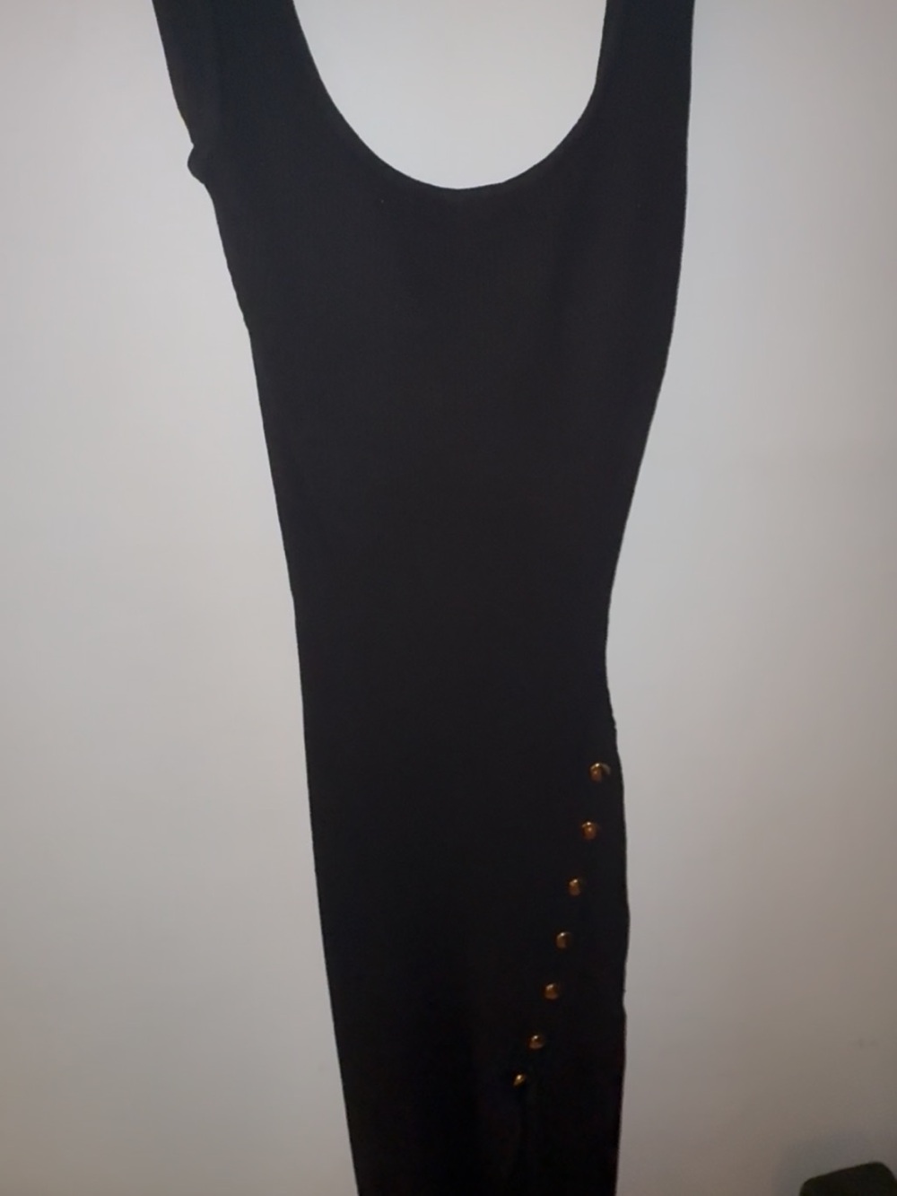 Windsor Black Midi Dress with Gold Accent Buttons